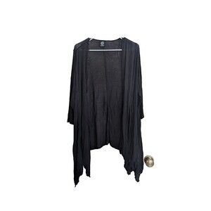 Bobeau Black Rayon Linen Spandex Open Cardigan XL Knit Sweater